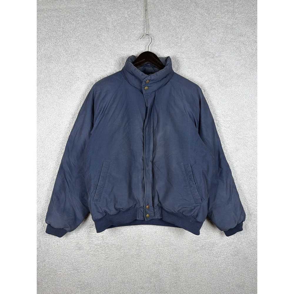 Vintage Eddie‎ Bauer Jacket Mens M Blue Down Bomber Insulated USA Faded